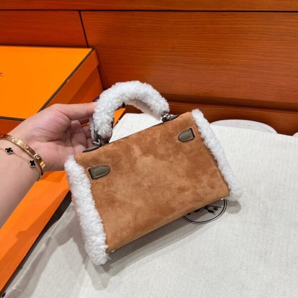 CK37 Gold Mini Kelly Chamois / Chever / Swift Leather Bag Silver Hardware Full Handmade
