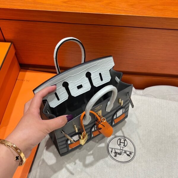 Gris Ciment / Matte Crocodile / Gris Meyer Birkin Faubourg 20CM Silver Hardware Full Handmade