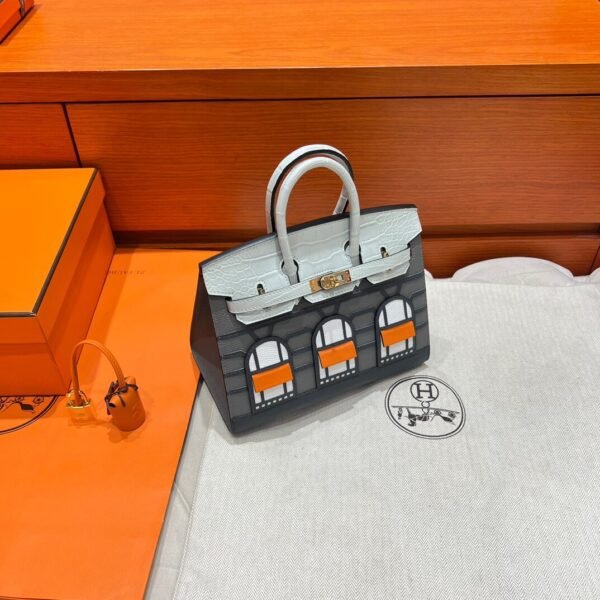 Gris Ciment / Matte Crocodile / Gris Meyer Birkin Faubourg 20CM Silver Hardware Full Handmade