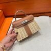 CK37 Gold Mini Kelly Picnic 19CM Barenia / Wicker Silver Hardware Full Handmade