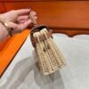 CK37 Gold Mini Kelly Picnic 19CM Barenia / Wicker Silver Hardware Full Handmade