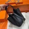 CK89 Black Picotin Touch 18CM Matte / TC Leather Silver Hardware Full Handmade