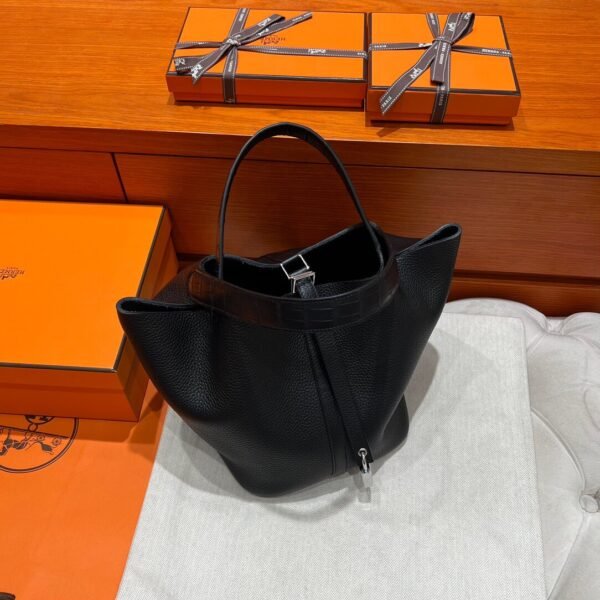 CK89 Black Picotin Touch 18CM Matte / TC Leather Silver Hardware Full Handmade