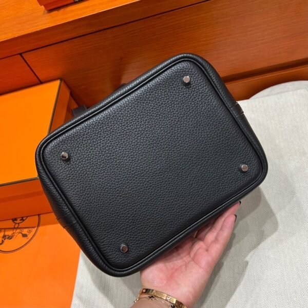 CK89 Black Picotin Touch 18CM Matte / TC Leather Silver Hardware Full Handmade