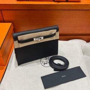 CK89 Black Danse 22CM Evercolor Leather Silver Hardware Full Handmade