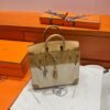 4B Biscuit Birkin 25CM Canvas / Swift Leather Silver Hardwaer Full Handmade