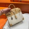 4B Biscuit Birkin 25CM Canvas / Swift Leather Silver Hardwaer Full Handmade
