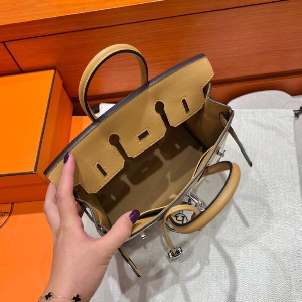 4B Biscuit Birkin 25CM Canvas / Swift Leather Silver Hardwaer Full Handmade
