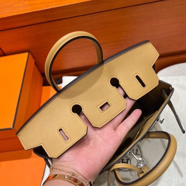 4B Biscuit Birkin 25CM Canvas / Swift Leather Silver Hardwaer Full Handmade