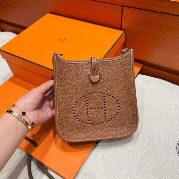 CK37 Gold Mini Evelyne 17CM Tc Leather Silver Hardware Full Handmade