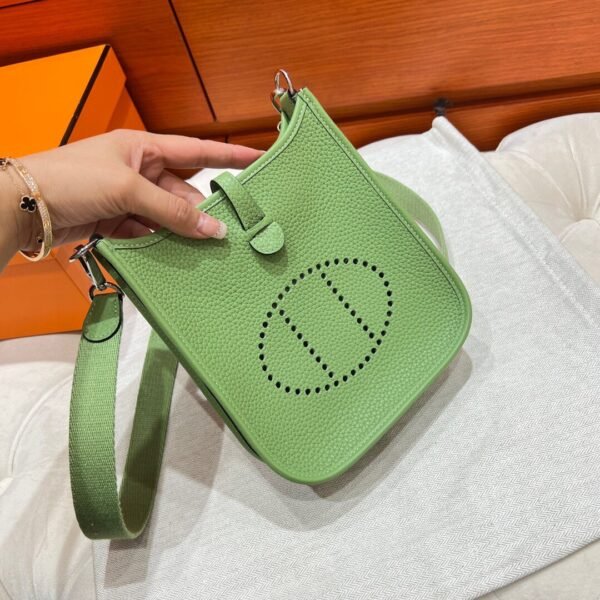 3I Vert Criquet Mini Evelyne 17CM Tc Leather Silver Hardware Full Handmade