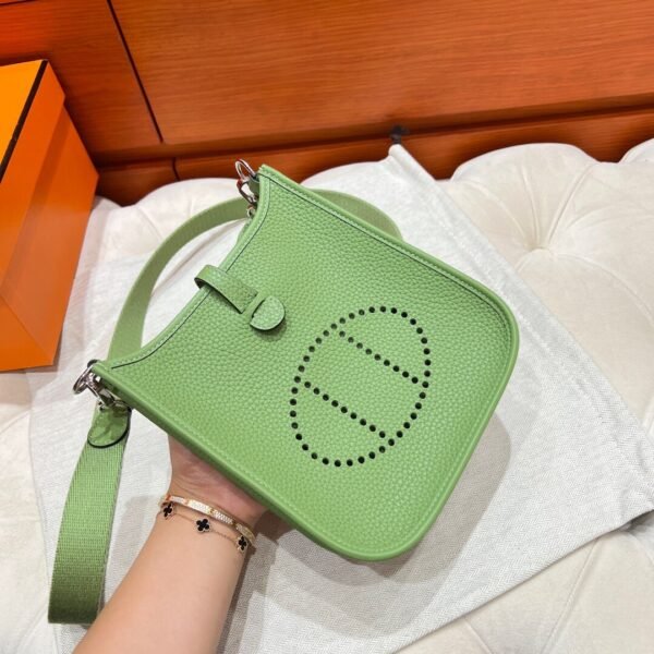3I Vert Criquet Mini Evelyne 17CM Tc Leather Silver Hardware Full Handmade