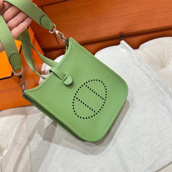 3I Vert Criquet Mini Evelyne 17CM Tc Leather Silver Hardware Full Handmade