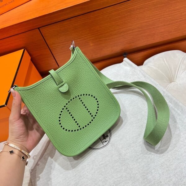 3I Vert Criquet Mini Evelyne 17CM Tc Leather Silver Hardware Full Handmade
