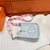 08 Bleu Pale Mini Evelyne 17CM Tc Leather Silver Hardware Full Handmade