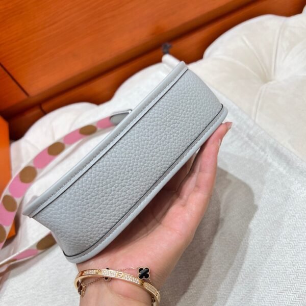08 Bleu Pale Mini Evelyne 17CM Tc Leather Silver Hardware Full Handmade