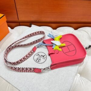8W Rose Azalea Mini Evelyne 17CM Tc Leather Silver Hardware Full Handmade