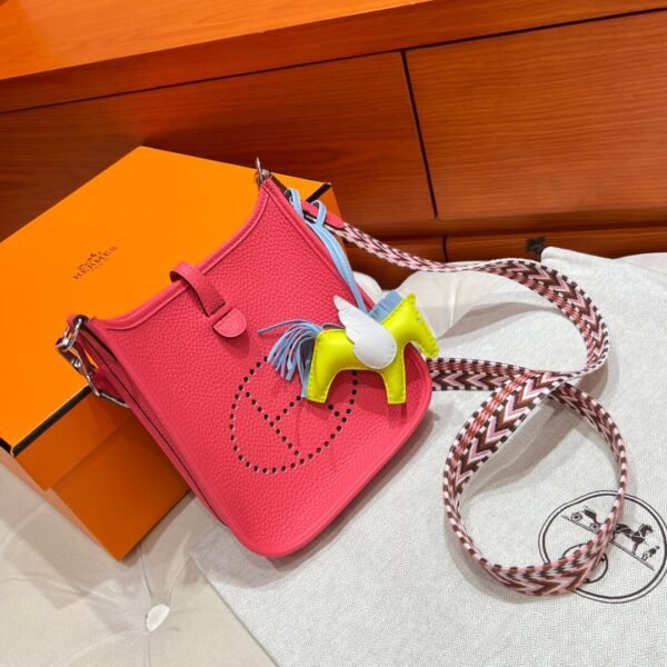 8W Rose Azalea Mini Evelyne 17CM Tc Leather Silver Hardware Full Handmade