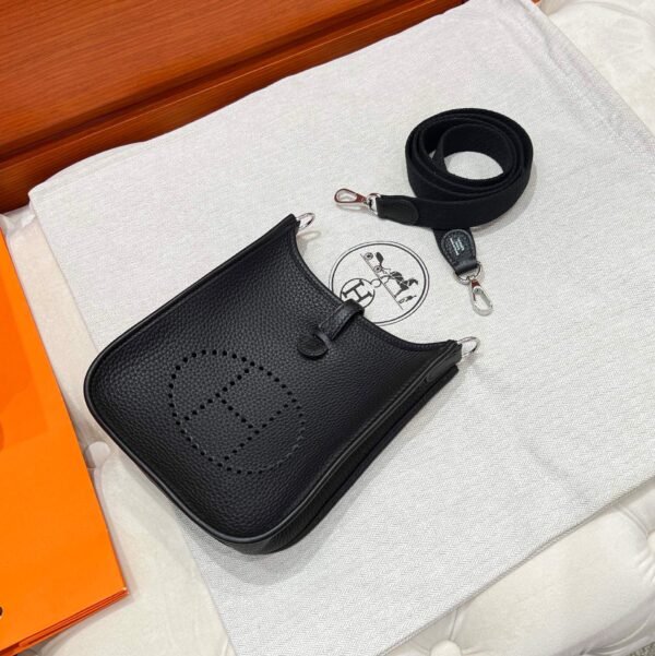 CK89 Nior / Black Mini Evelyne 17CM Tc Leather Silver Hardware Full Handmade