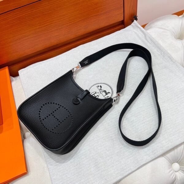 CK89 Nior / Black Mini Evelyne 17CM Tc Leather Silver Hardware Full Handmade