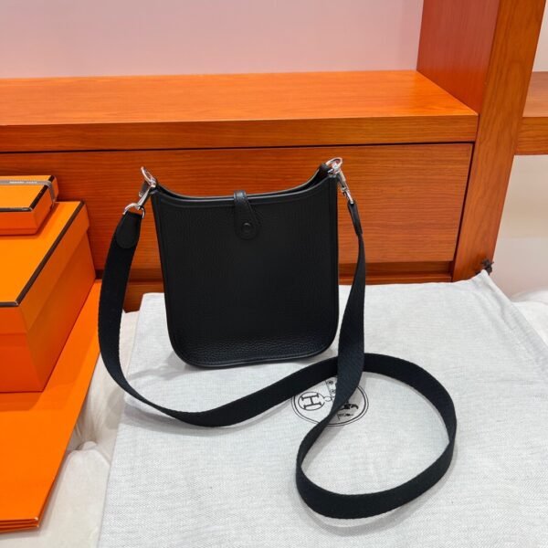 CK89 Nior / Black Mini Evelyne 17CM Tc Leather Silver Hardware Full Handmade