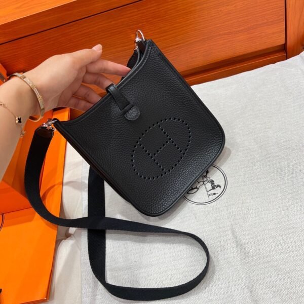 CK89 Nior / Black Mini Evelyne 17CM Tc Leather Silver Hardware Full Handmade