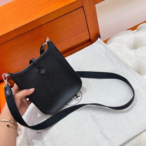 CK89 Nior / Black Mini Evelyne 17CM Tc Leather Silver Hardware Full Handmade