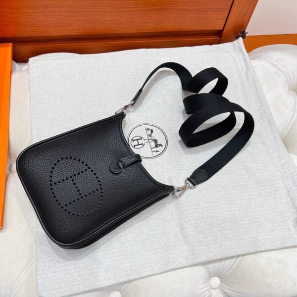 CK89 Nior / Black Mini Evelyne 17CM Tc Leather Silver Hardware Full Handmade