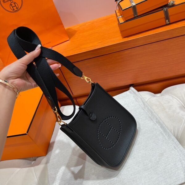 CK89 Nior / Black Mini Evelyne 17CM Tc Leather Gold Hardware Full Handmade