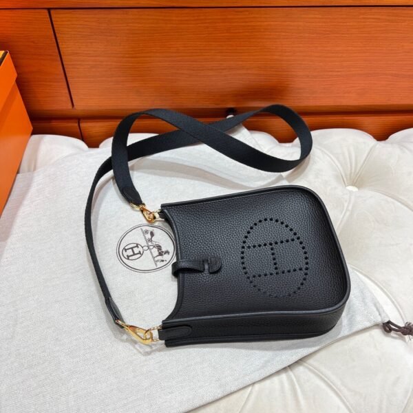 CK89 Nior / Black Mini Evelyne 17CM Tc Leather Gold Hardware Full Handmade