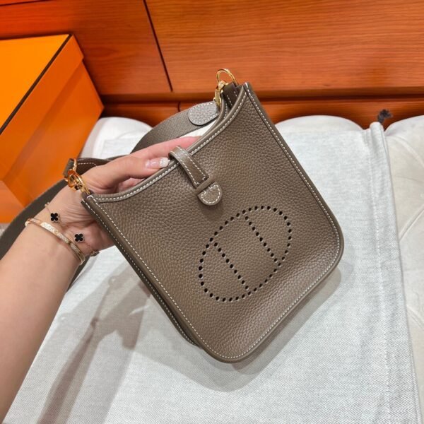 CK18 Etoupe Mini Evelyne 17CM Tc Leather Silver Hardware Full Handmade
