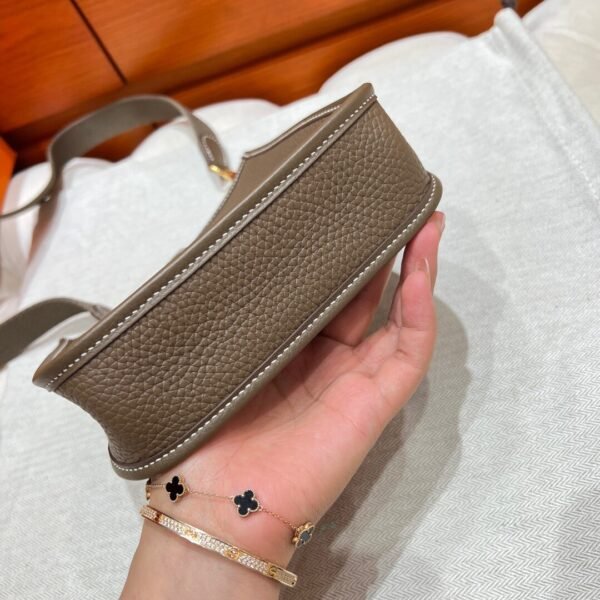 CK18 Etoupe Mini Evelyne 17CM Tc Leather Silver Hardware Full Handmade