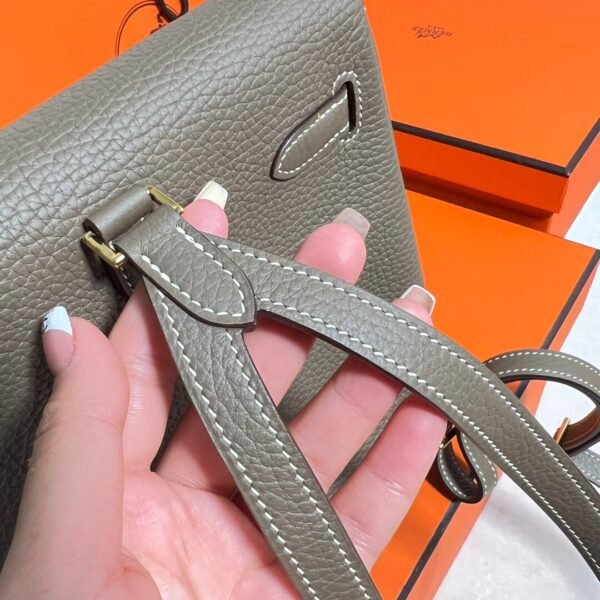 CK18 Etoupe Kelly Ado 21CM Clemence Leather Gold Hardware Full Handmade